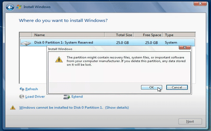 a pop up window of format warning