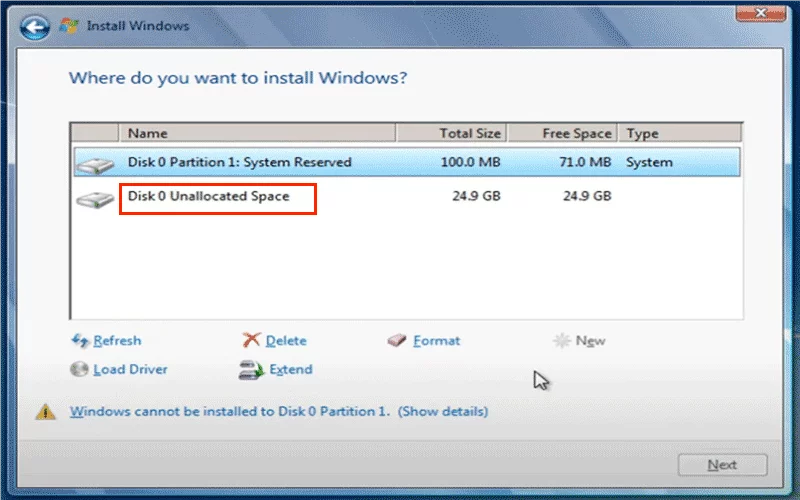 partition 2 becomes an unallocated space