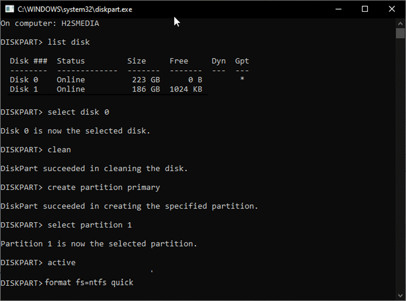 use diskpart to skip the system reserved partition