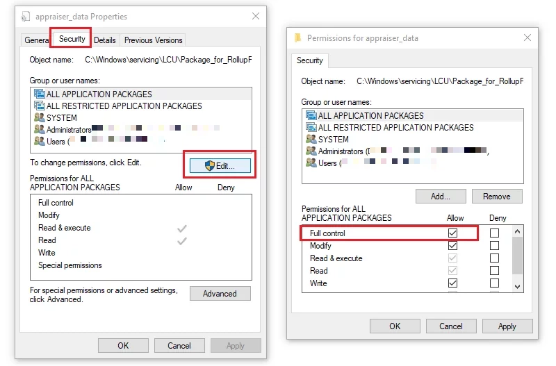 give modify appraiser data file permission