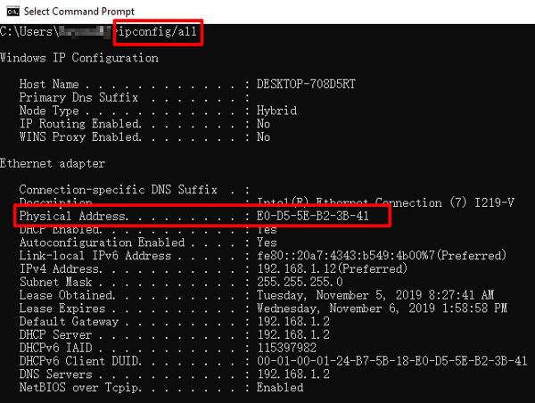 how to find mac address on pc windows 7