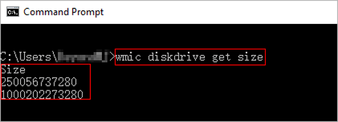 check total size of hard disk space in cmd