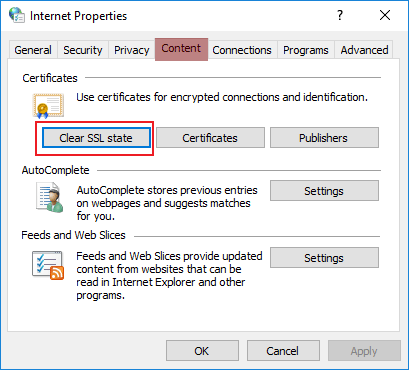 clear ssl state in content tab