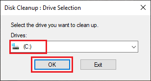 disk cleanup drive selection