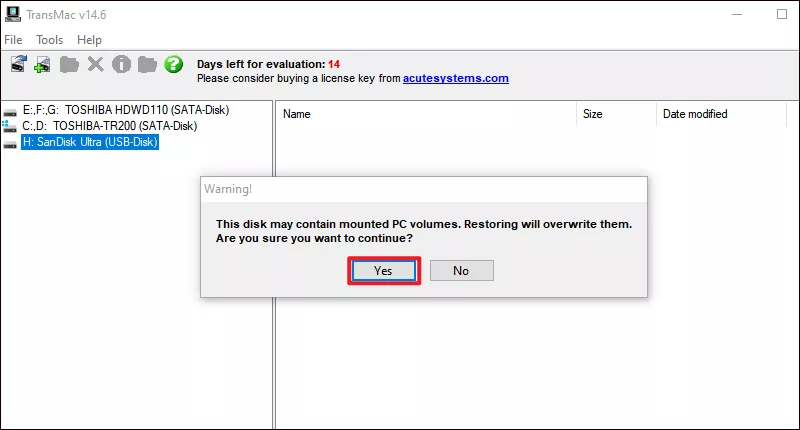 confirm the erase of data