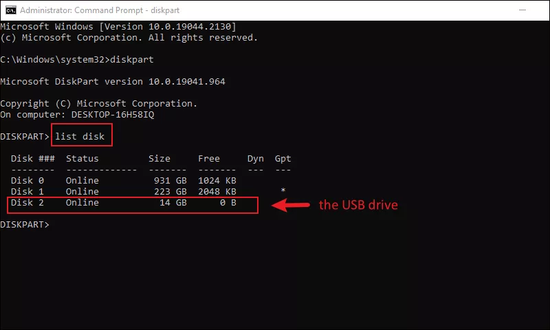list disk