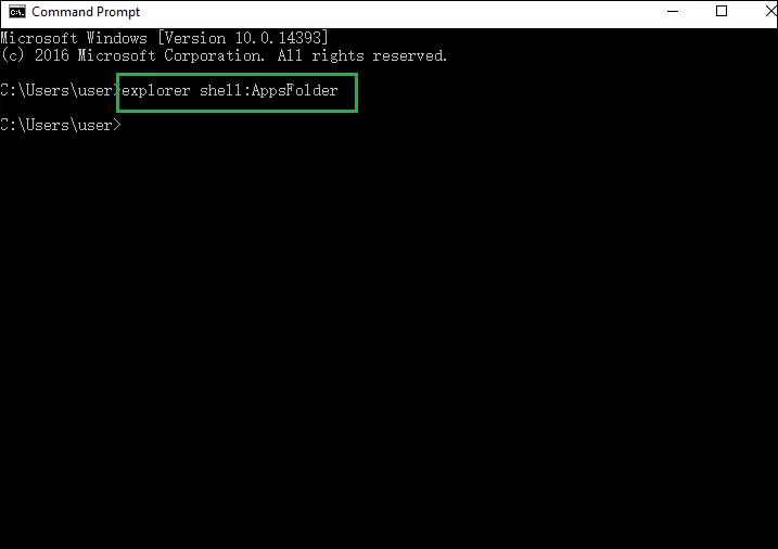 enter explorer shell:AppsFolder