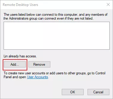 add remote desktop users