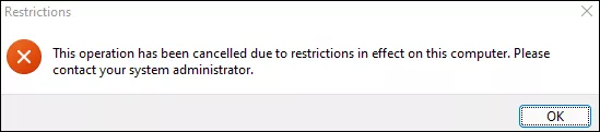 a  restrictions window presents 