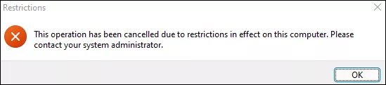 a restrictions window presents