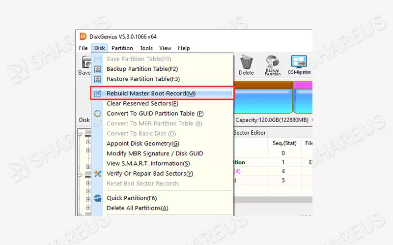 click disk choose rebuild master boot record