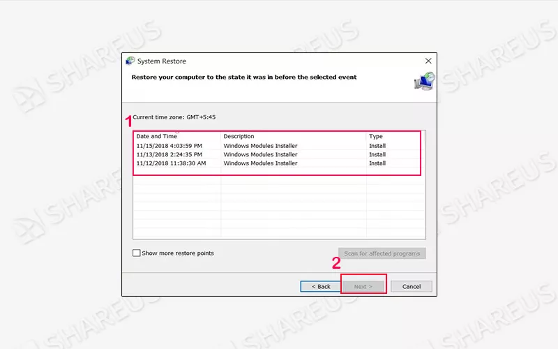 select your windows installation