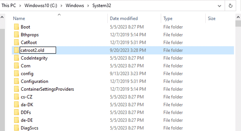 rename the catroot file