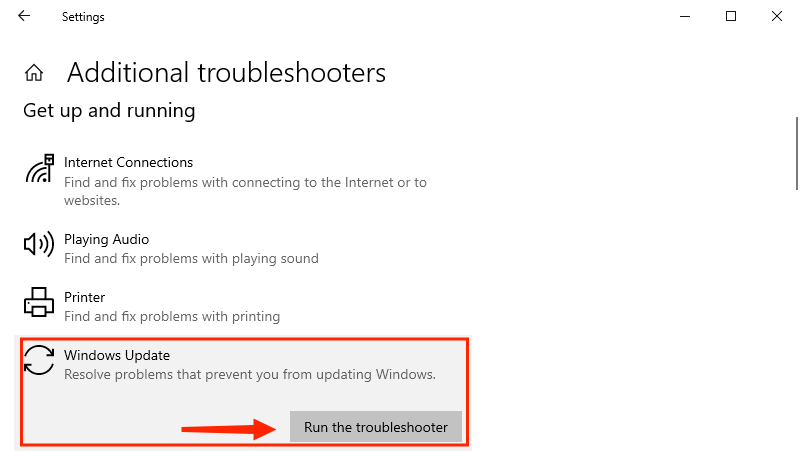 run the troubleshooter