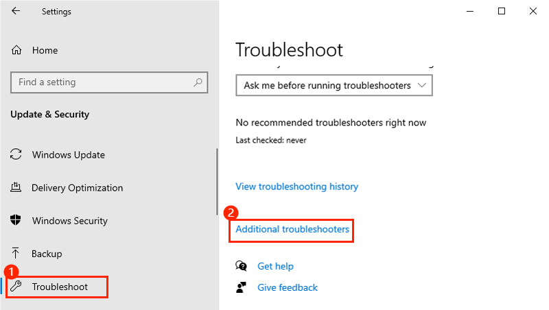 select additional troubleshooters