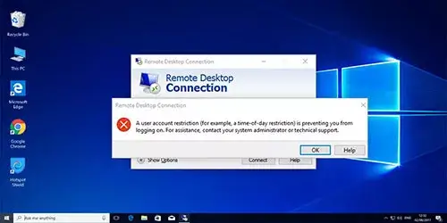 how to fix remote desktop a user account restriction in login
