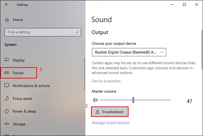 fix no sound by windows troubleshooter