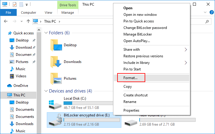 How to Format BitLocker Encrypted Drive without Password/Key