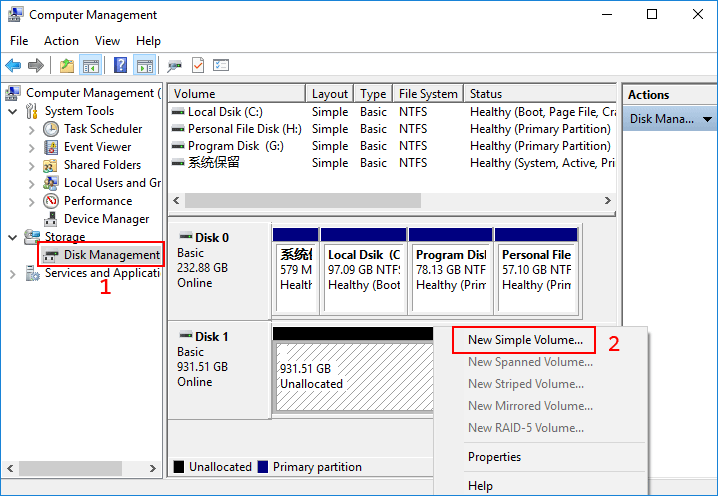 new volume for the formatted drive