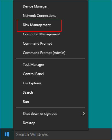 open disk management window