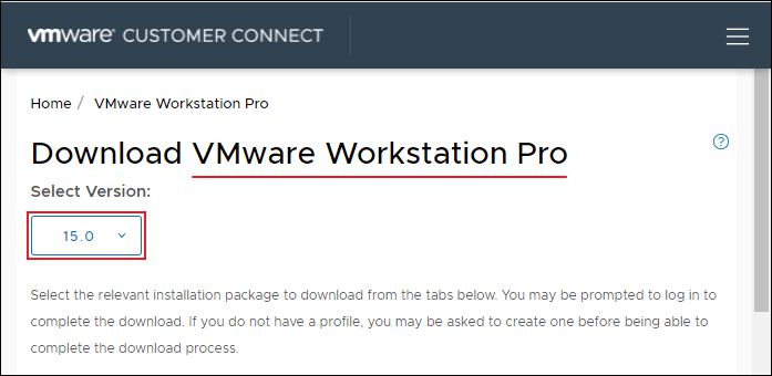download vmware workstation pro 15