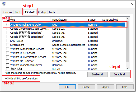 disable unnecessary system services