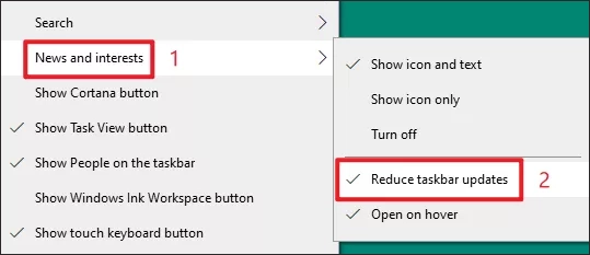 reduce taskbar updates