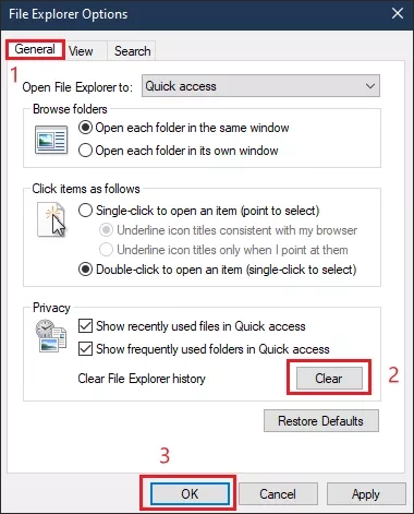 click clear