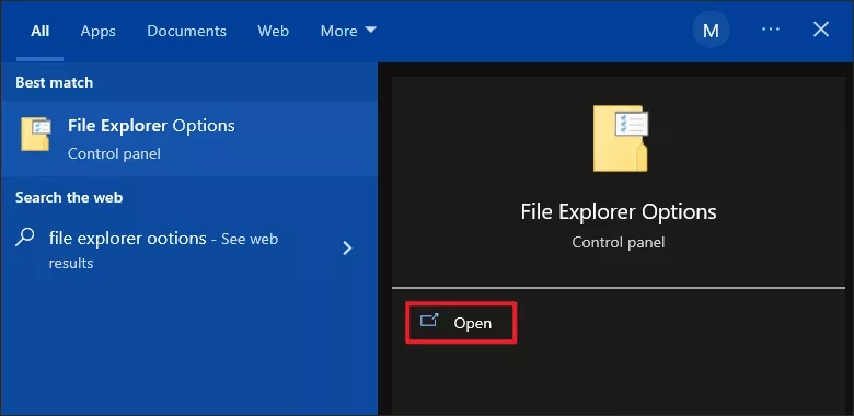 open file explorer options