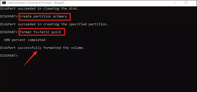 successfully format the volume