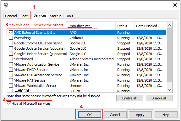disable unnecessary services