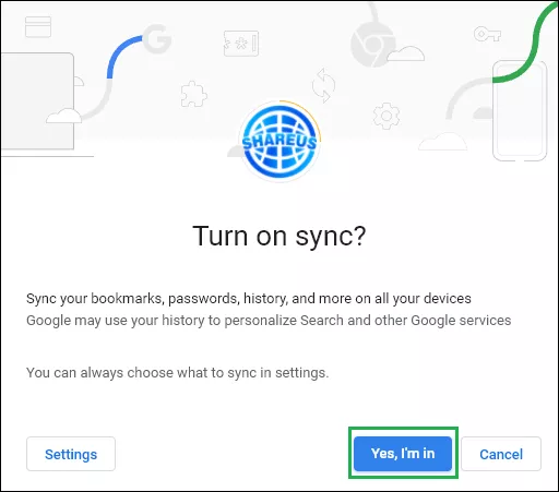 click turn on sync option