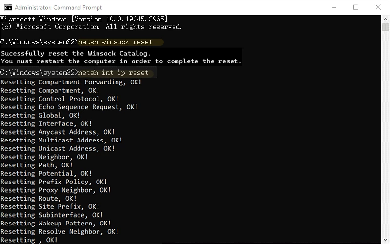 reset internet configuration