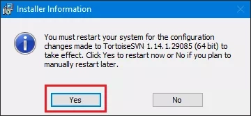 click yes to restart