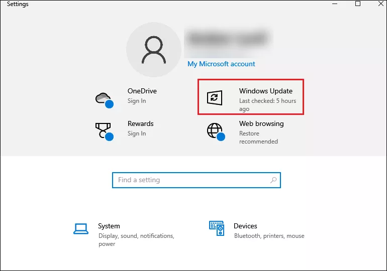 click windows update