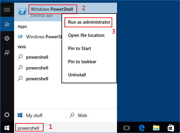 open powershell as administrator