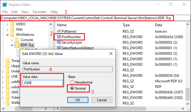 change default port of rdp