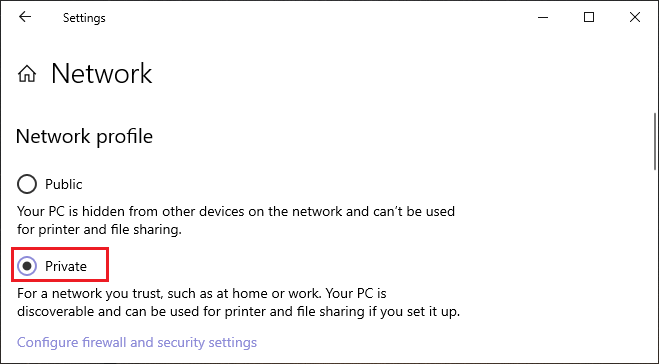 set network status as private