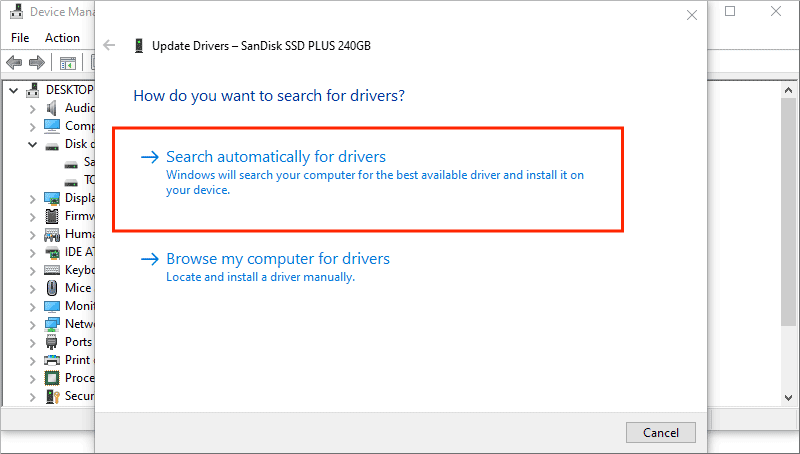 search automatically for drivers