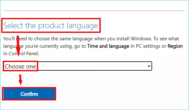 select product language