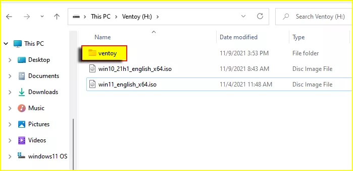 create folder ventoy