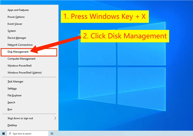 click disk management