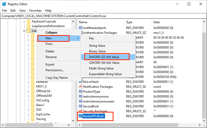 create runaspplboot value