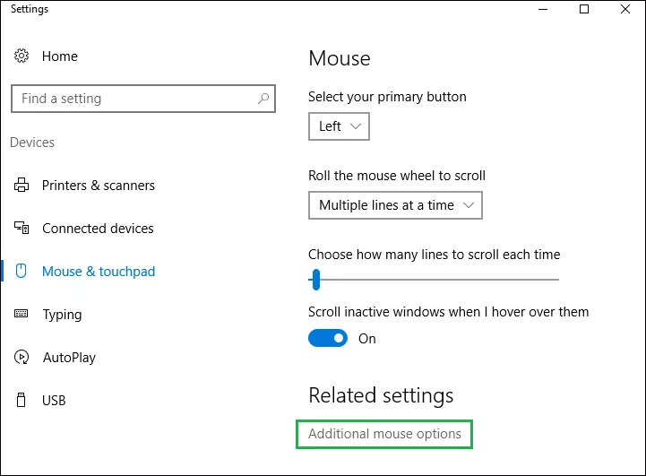 click additional mouse options