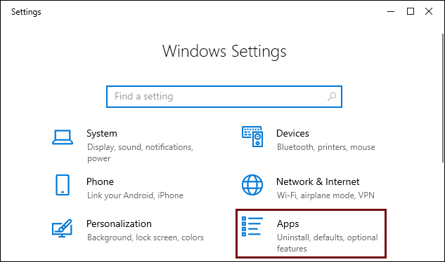 Windows settings