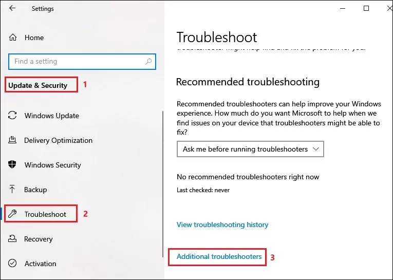 click additional troubleshooters
