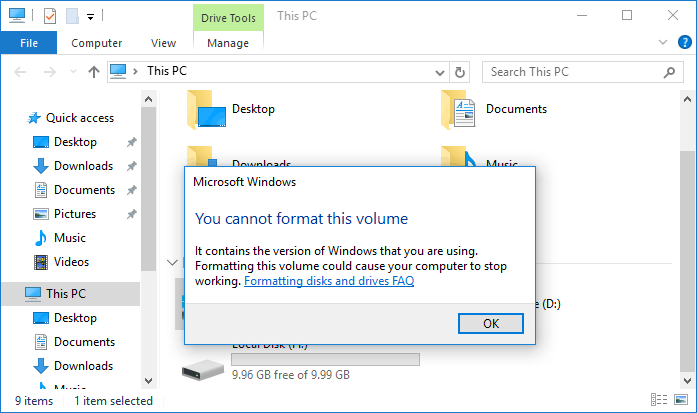 windows cannot format system partition