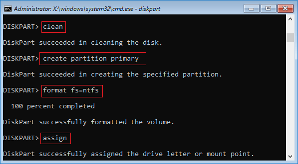 winpe format disk 0